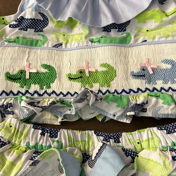 Girls Smocked Alligator Bathing Suit - Picture 2 of 3